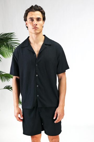 Cotton Ribbed Summer Set - Black