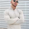 Cotton Half Zip - Taupe
